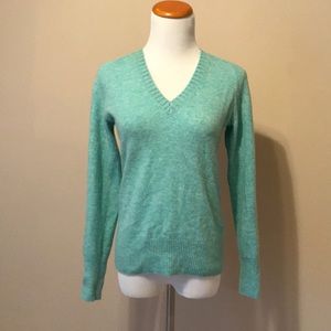 J.Crew Aqua/turquoise v-neck cashmere sweater S
